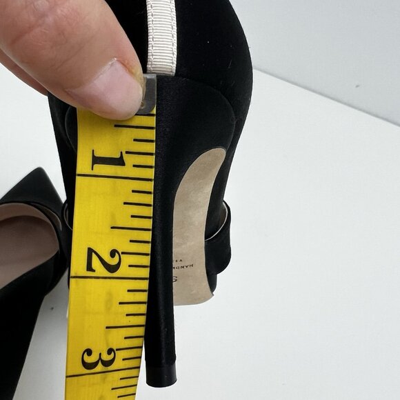 SJP BY SARAH JESSICA PARKER Black Satin Highgate  Embellished Buckle Heels Sz 41 - Picture 4 of 11
